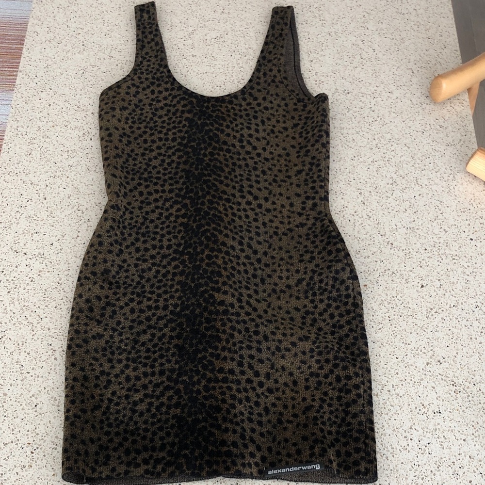 Alexander Wang Black and Brown Spotted Mini Dress